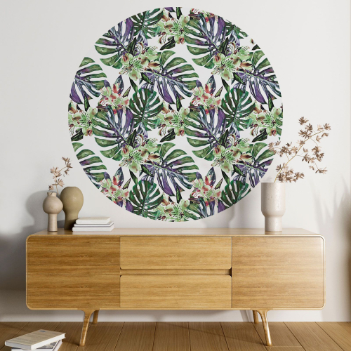 Papier peint rond / cercle - Motif botanique - 095