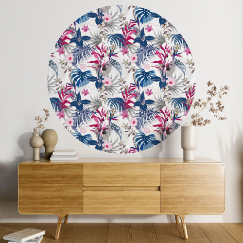Papier peint rond / cercle - Motif botanique - 096