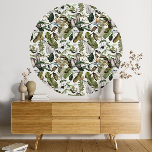 Papier peint rond / cercle - Motif botanique - 100