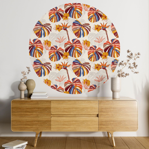 Papier peint rond / cercle - Motif botanique - 142
