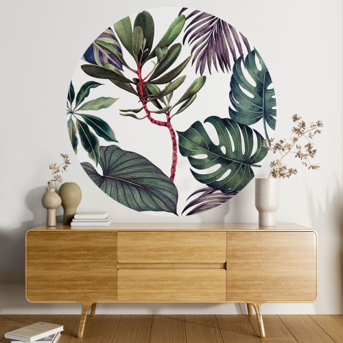 Papier peint rond / cercle - Motif botanique