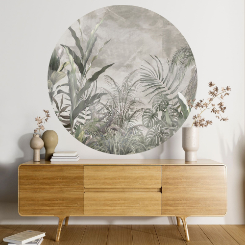 Papier peint rond / cercle - Motif botanique