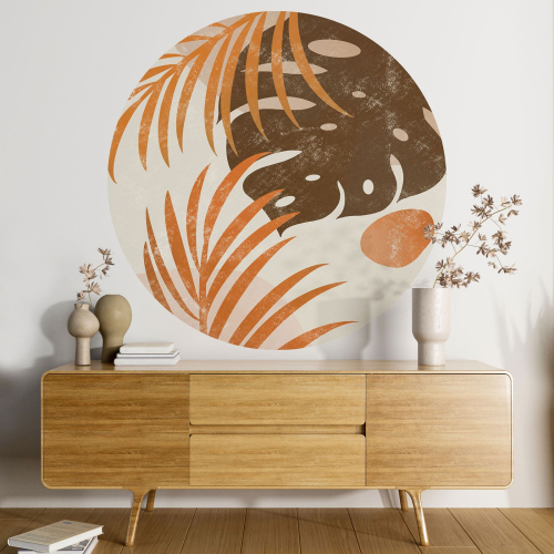 Papier peint rond / cercle - Motif botanique