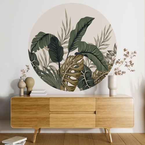 Papier peint rond / cercle - Motif botanique