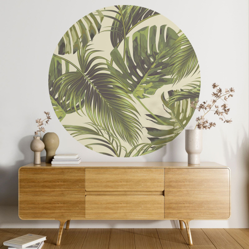 Papier peint rond / cercle - Motif botanique