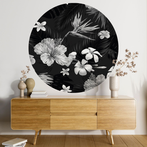Papier peint rond / cercle - Motif botanique