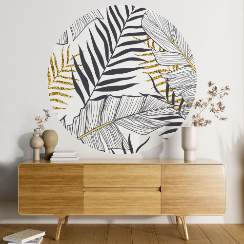 Papier peint rond / cercle - Motif botanique
