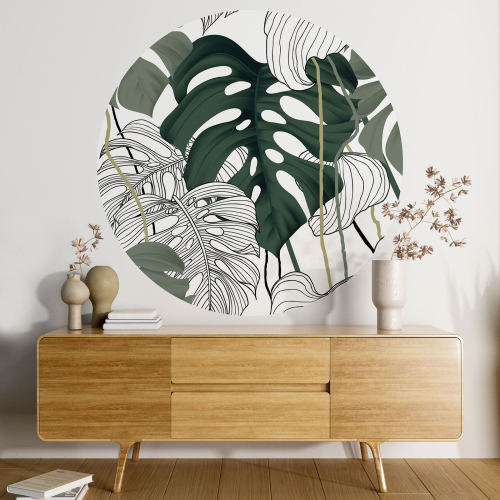 Papier peint rond / cercle - Motif botanique