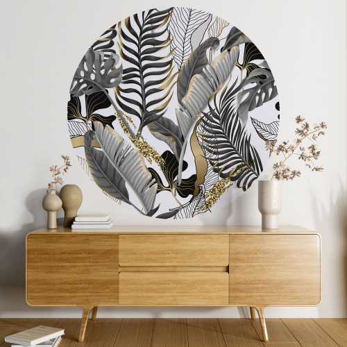Papier peint rond / cercle - Motif botanique