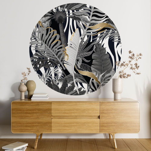 Papier peint rond / cercle - Motif botanique
