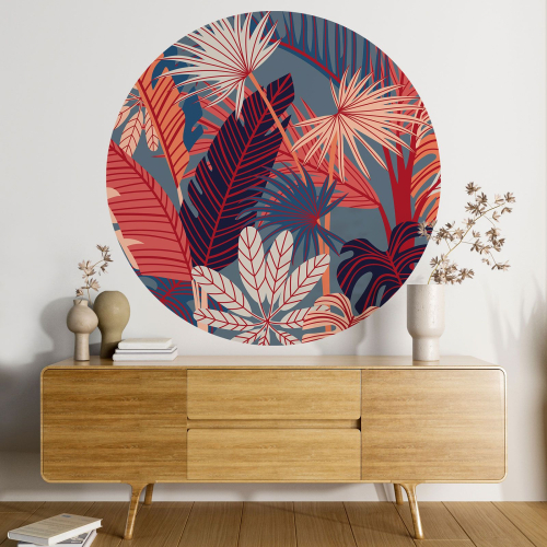 Papier peint rond / cercle - Motif botanique