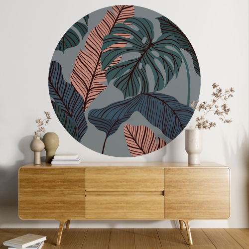 Papier peint rond / cercle - Motif botanique