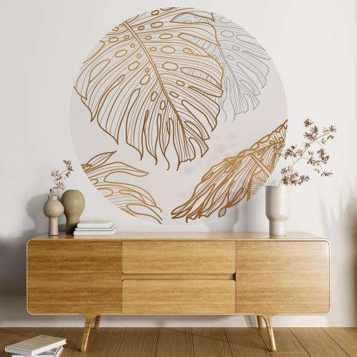 Papier peint rond / cercle - Motif botanique