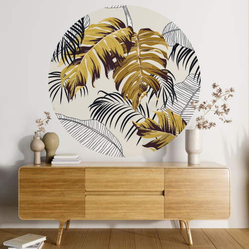 Papier peint rond / cercle - Motif botanique