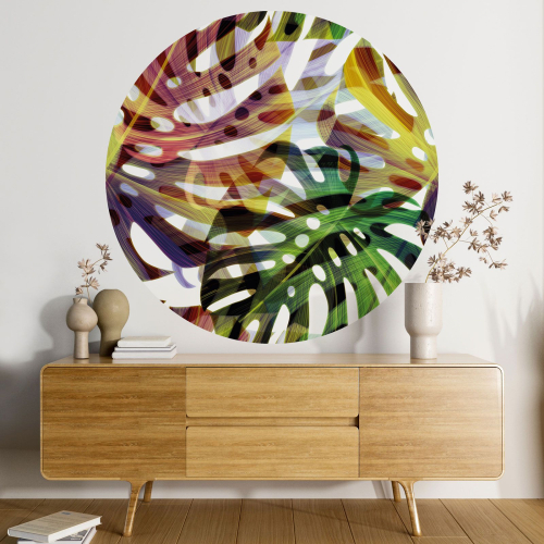 Papier peint rond / cercle - Motif botanique