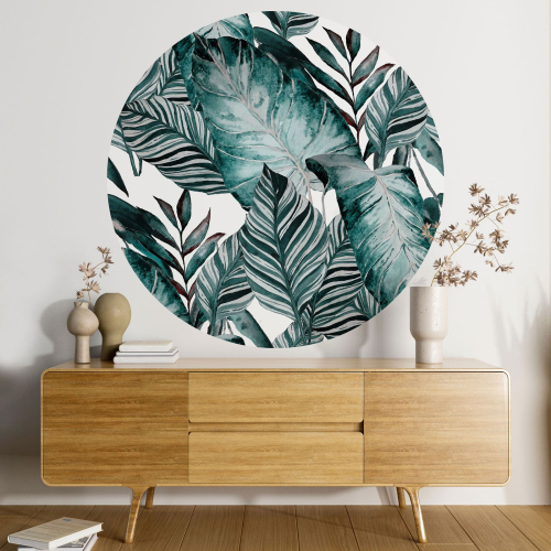 Papier peint rond / cercle - Motif botanique