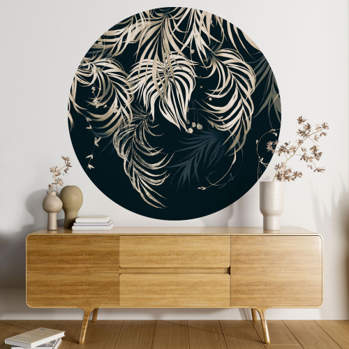 Papier peint rond / cercle - Motif botanique