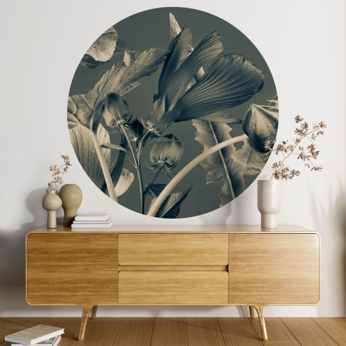 Papier peint rond / cercle - Motif botanique