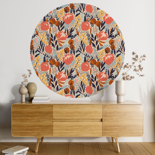 Papier peint rond / cercle - Motif botanique - 239