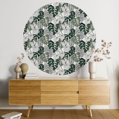 Papier peint rond / cercle - Motif botanique - 496