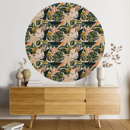 Papier peint rond / cercle - Motif botanique - 535