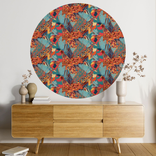 Papier peint rond / cercle - Motif botanique - 555