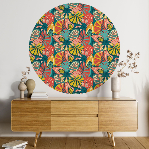 Papier peint rond / cercle - Motif botanique - 586