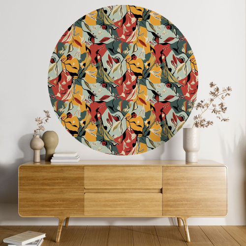 Papier peint rond / cercle - Motif botanique - 589