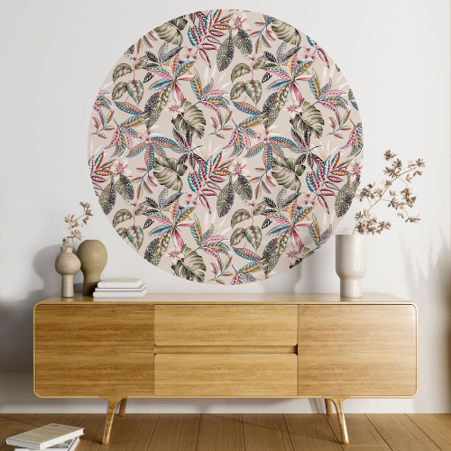 Papier peint rond / cercle - Motif botanique - 606