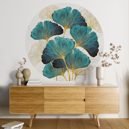 Papier peint rond / cercle - Motif fleurs