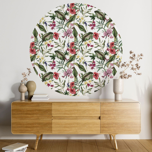 Papier peint rond / cercle - Motif floral - 041
