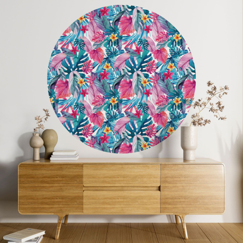 Papier peint rond / cercle - Motif floral - 062