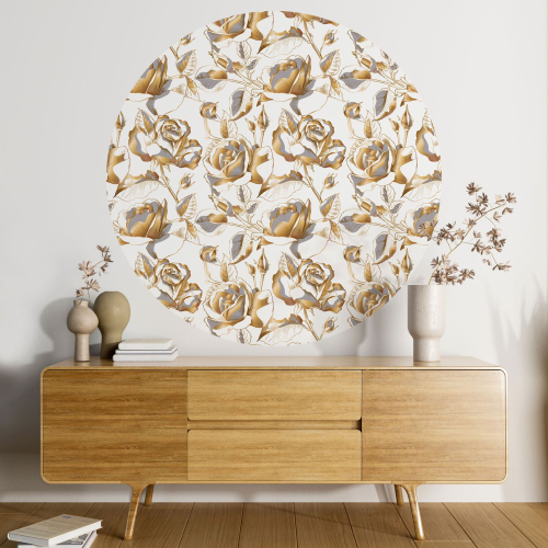 Papier peint rond / cercle - Motif floral - 067