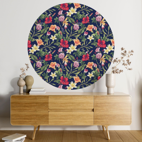 Papier peint rond / cercle - Motif floral - 101