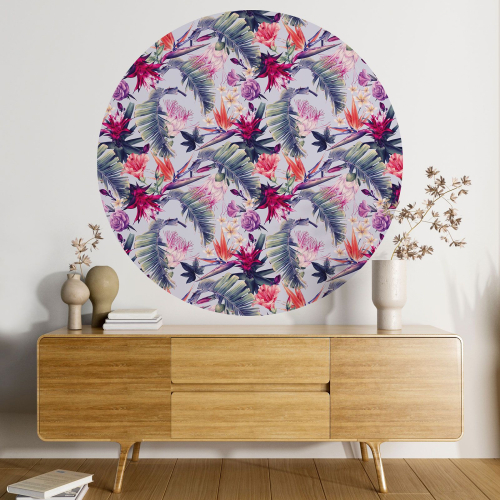Papier peint rond / cercle - Motif floral - 104