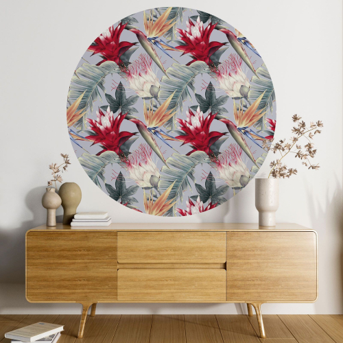 Papier peint rond / cercle - Motif floral - 106