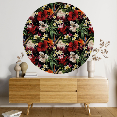 Papier peint rond / cercle -  Motif floral - 110