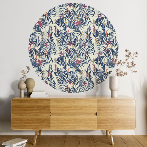 Papier peint rond / cercle -  Motif floral - 111