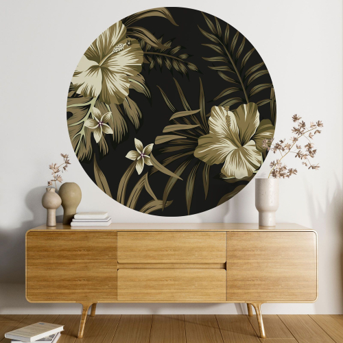 Papier peint rond / cercle - Motif floral - 1174