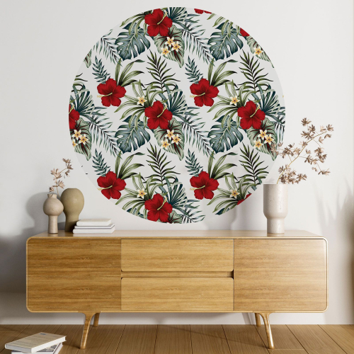 Papier peint rond / cercle - Motif floral - 120
