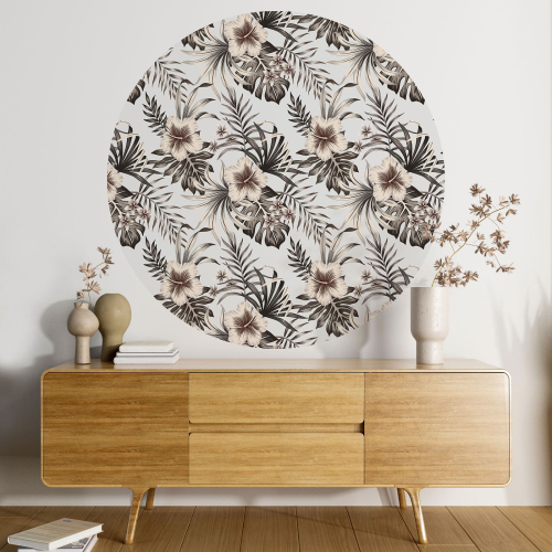 Papier peint rond / cercle - Motif floral - 121