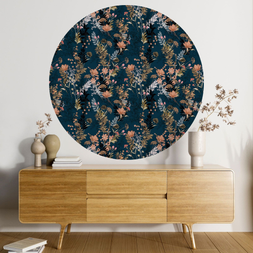 Papier peint rond / cercle - Motif floral - 134