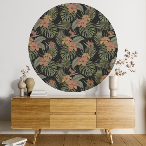 Papier peint rond / cercle - Motif floral - 139