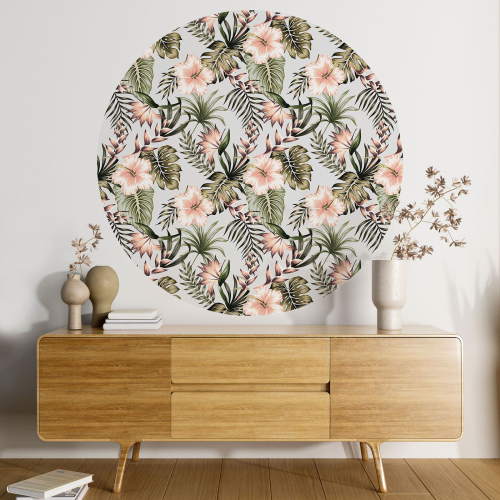 Papier peint rond / cercle - Motif floral - 164