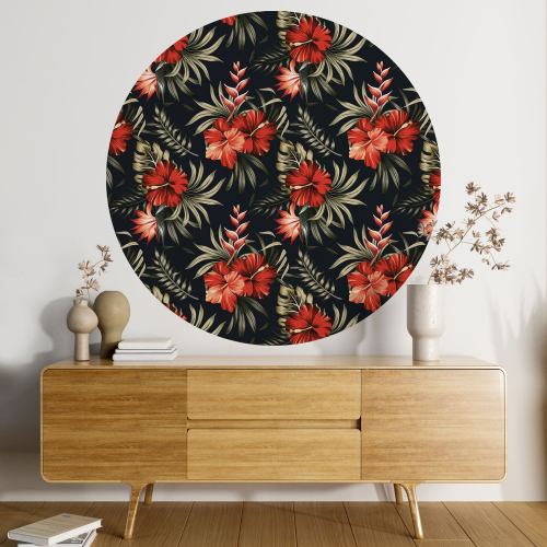 Papier peint rond / cercle - Motif floral - 171
