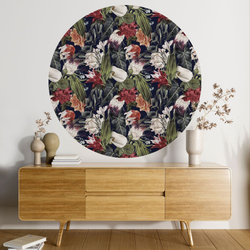 Papier peint rond / cercle - Motif floral - 173