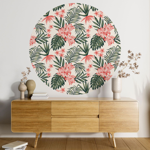 Papier peint rond / cercle - Motif floral - 175