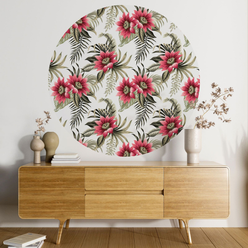 Papier peint rond / cercle - Motif floral - 178