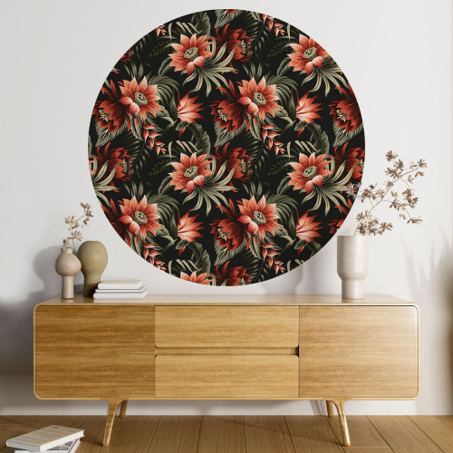 Papier peint rond / cercle - Motif floral - 186