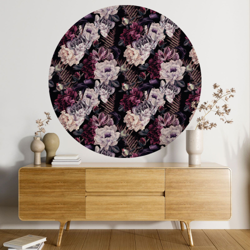 Papier peint rond / cercle - Motif floral - 188
